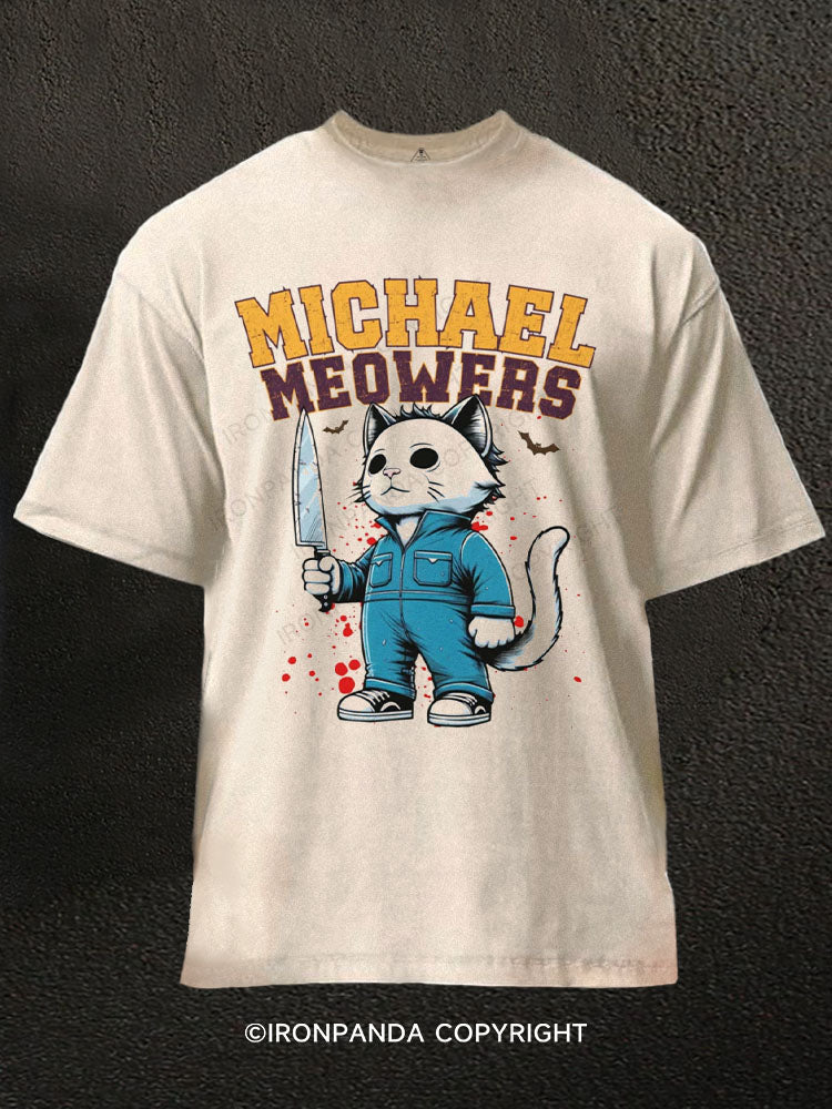 Michael Meowers cat Washed Gym Shirt