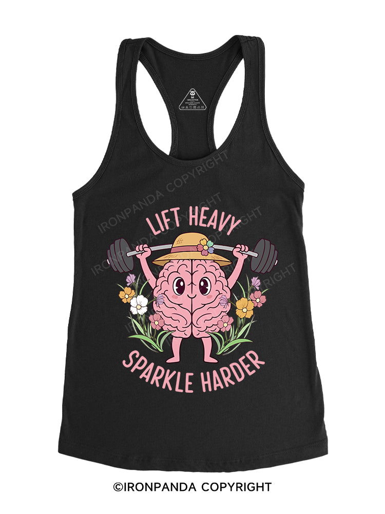 Lift heavy, sparkle harder Gym Racerback Tank