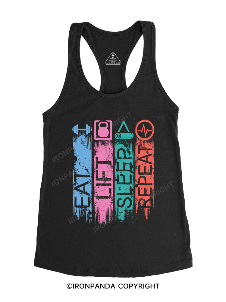 EAT,LIFT,SLEEP,REPEAT Gym Racerback Tank