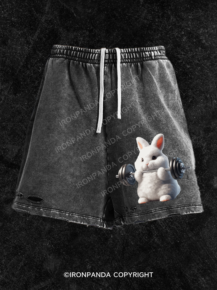 weightlifting rabbit Washed Gym Shorts