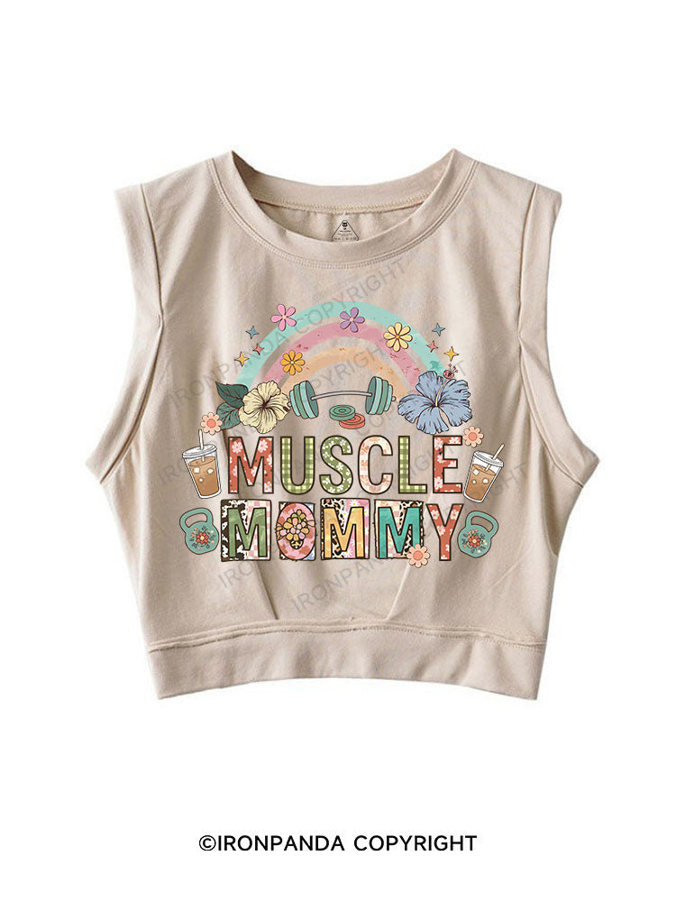 MUSCLE MOM SLEEVELESS CROP TOPS