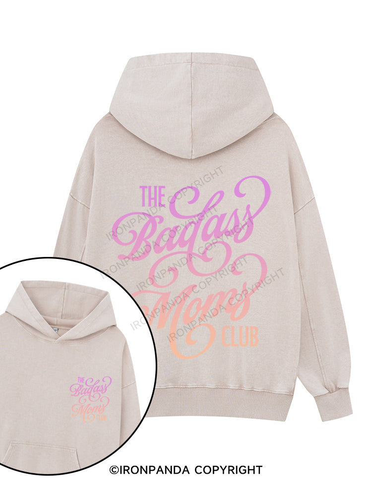 THE BADASS MOMS CLUB Printed Washed Gym Hoodie