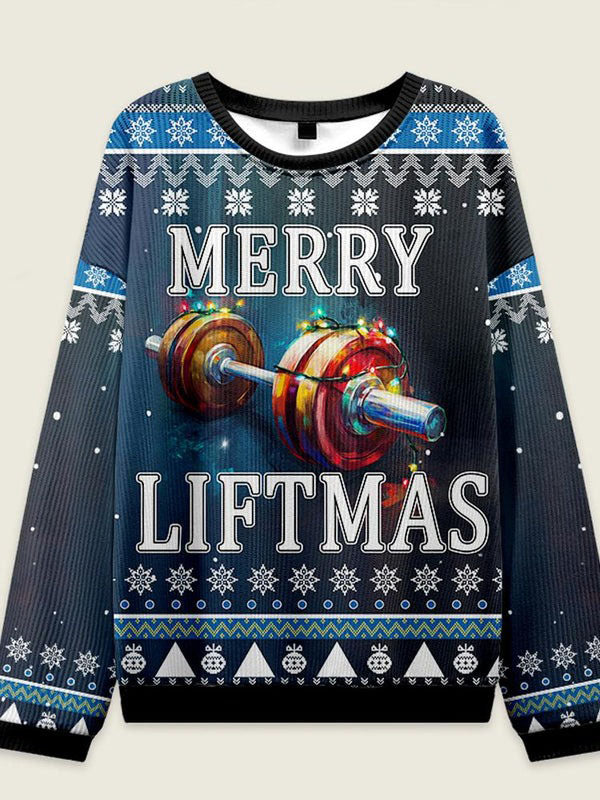 IRONPANDA Merry Liftmas Barbell Fitness Theme Ugly Sweater