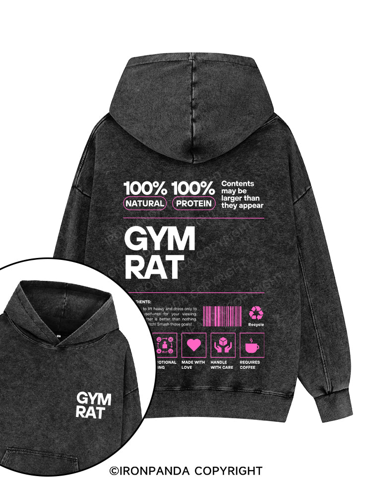GYM RAT Printed Washed Gym Hoodie