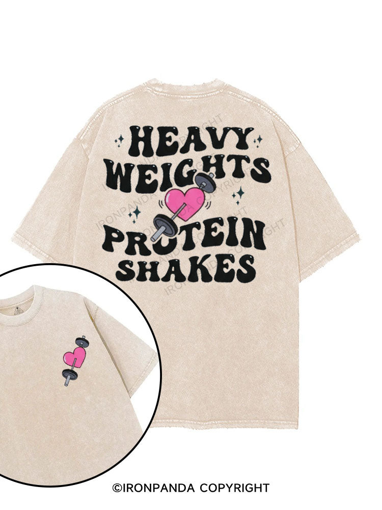 HEAVY WEIGHTS PROTEIN SHAKES printed Gym Shirt
