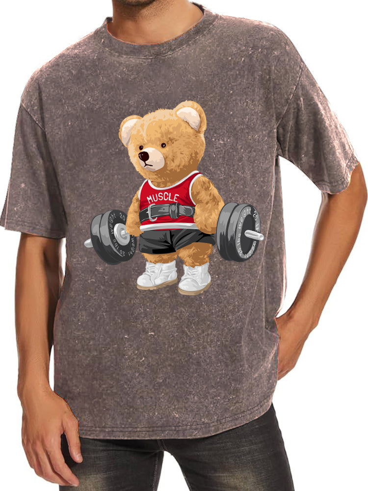 Exercise Bear Washed Gym Shirt
