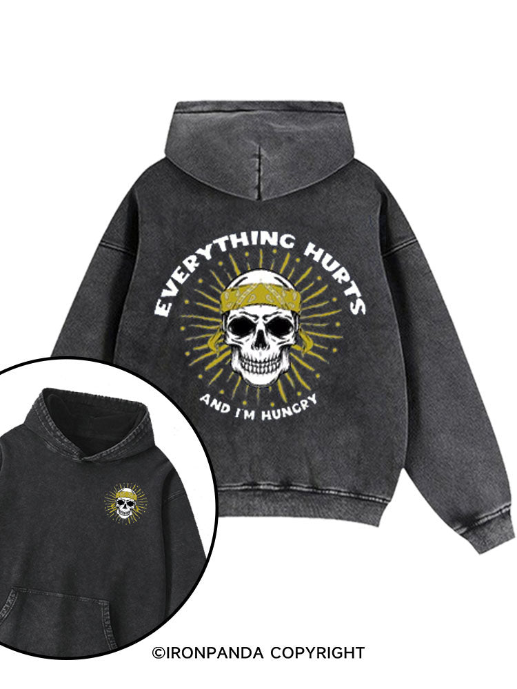 Gym Muscle Printed Washed Gym Hoodie