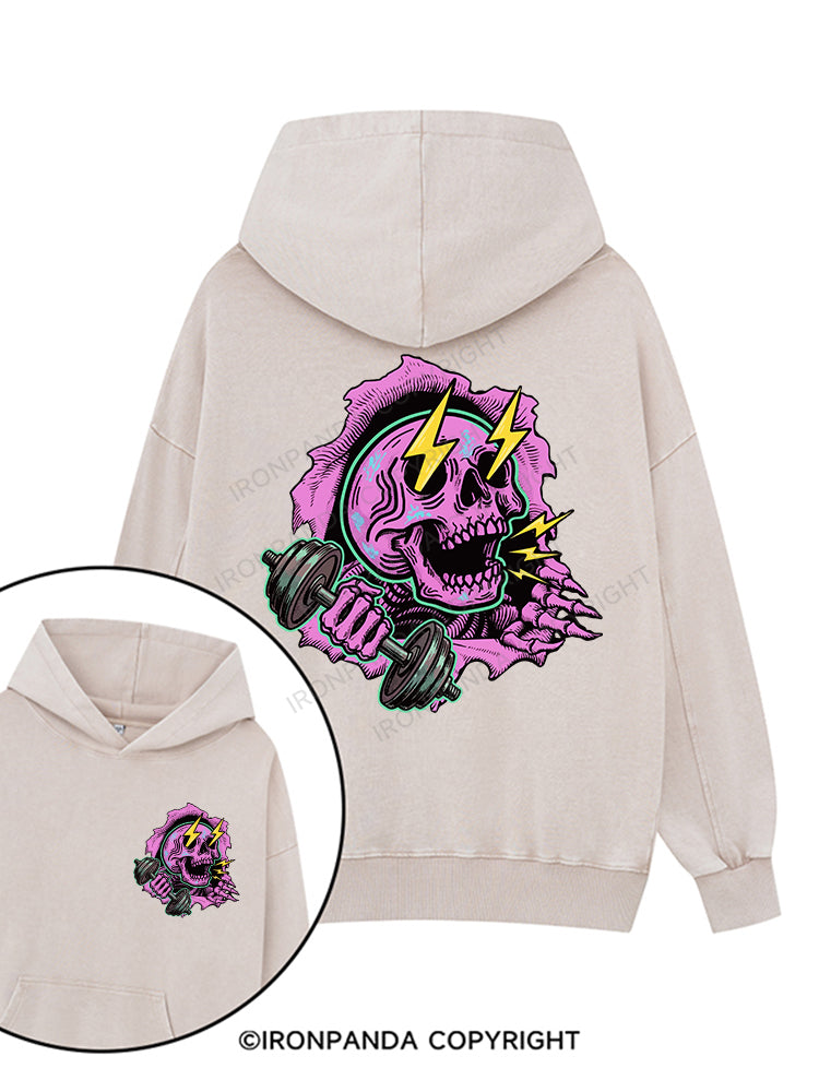 Power After Death Printed Washed Gym Hoodie