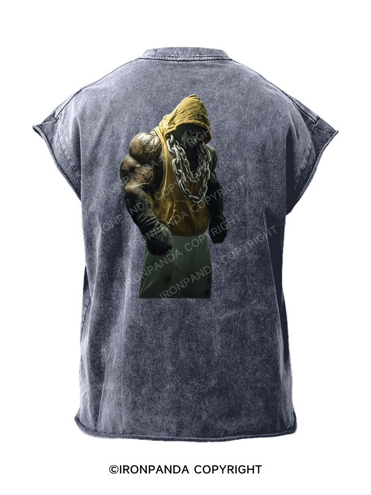 Bodybuilding gorilla  Back Printed Cut Off Tank