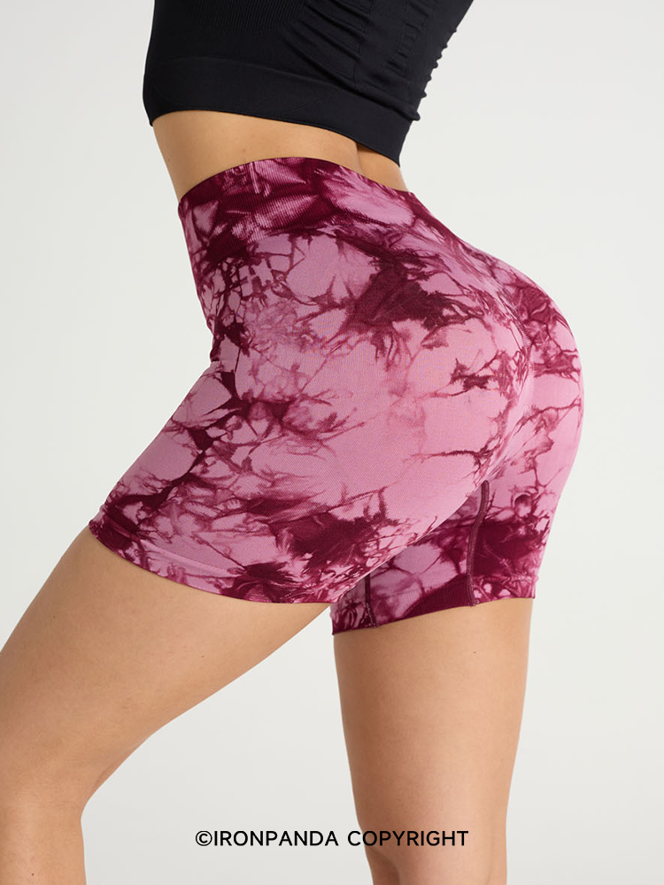 High-Waist Tie-Dye Yoga Shorts