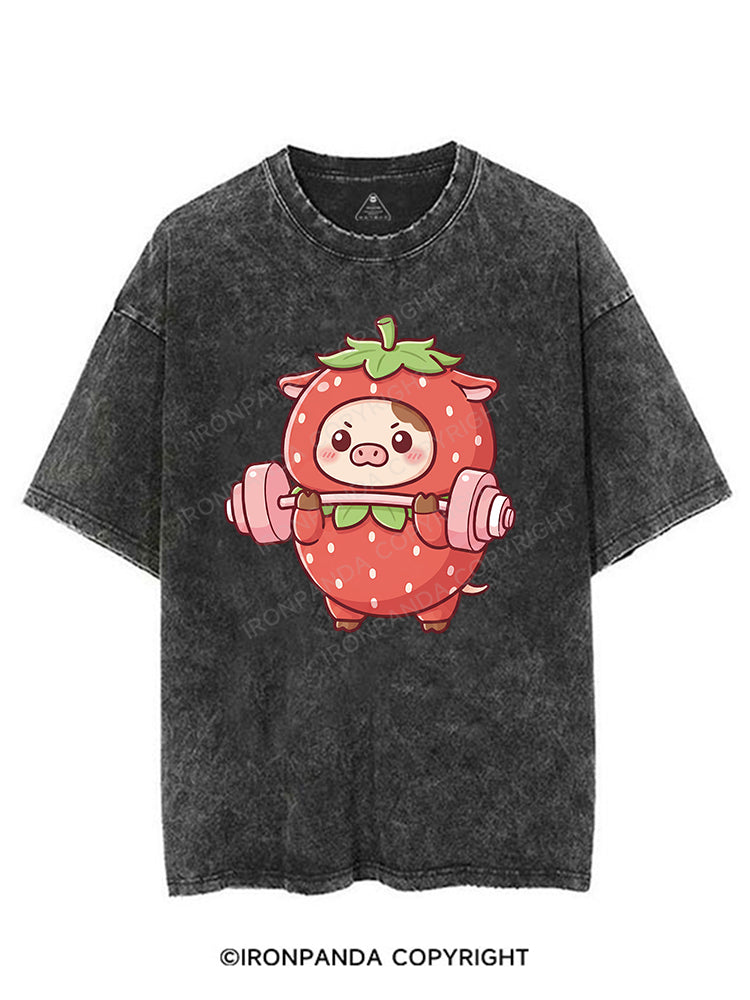 Strawberry Fitness Piggy VINTAGE GYM SHIRT