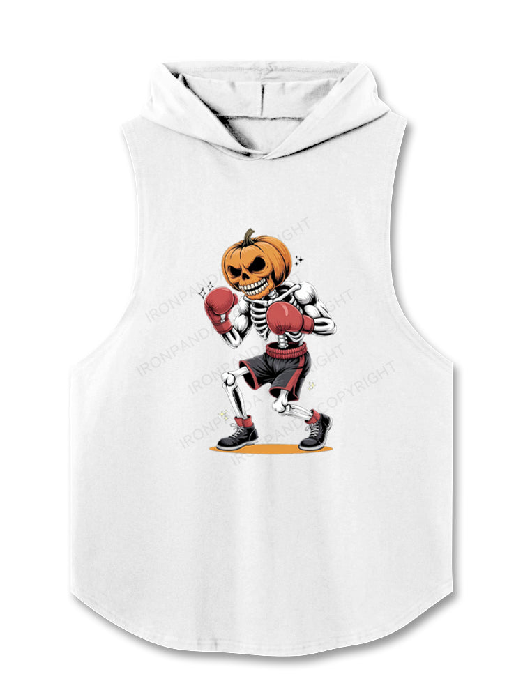 Halloween Boxing Skeleton with Pumpkin Hooded Tank