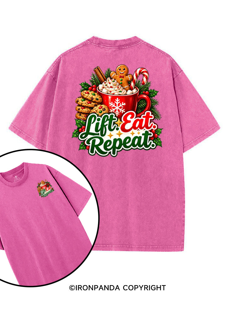 LIFT EAT REPEAT HOT COCOA & COOKIES printed Gym Shirt