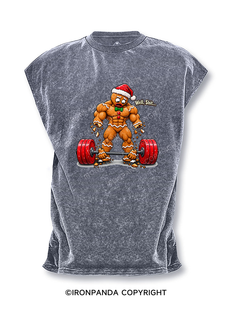 Well Shit Muscular Gingerbread Cut Off Tank
