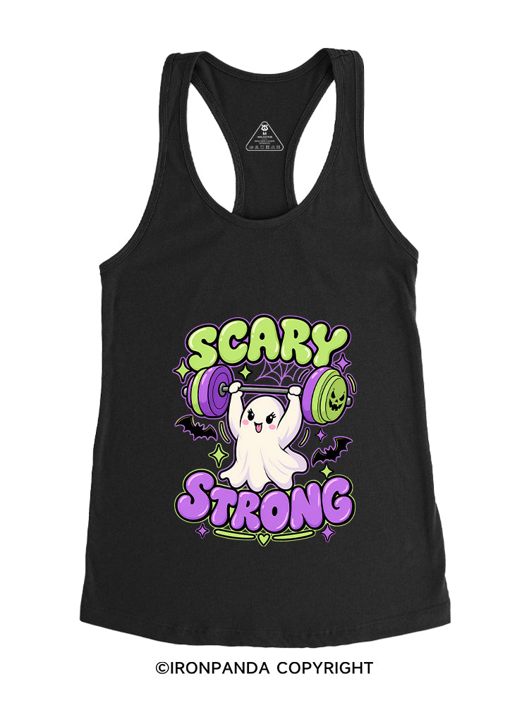SCARY STRONG HALLOWEEN GHOST Gym Racerback Tank