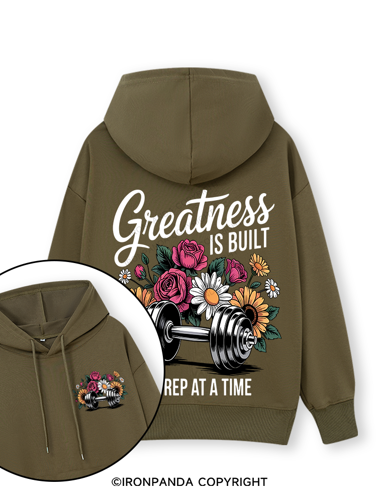 GREATNESS IS BUILT ONE REP AT A TIME  COLOR Double-Sided Printed Classic Gym Hoodie