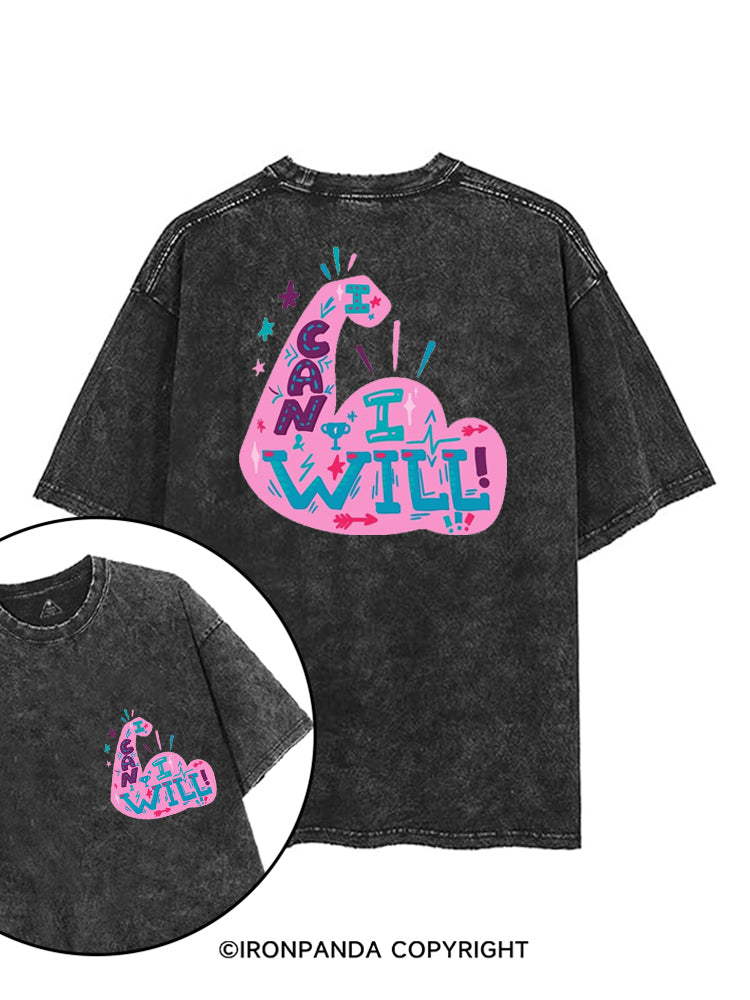 I CAN AND I WILL STRONG MUSCLE printed Gym Shirt