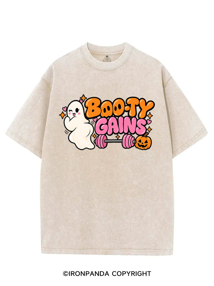 BOO-TY GAINS CUTE GHOST HALLOWEEN VINTAGE GYM SHIRT