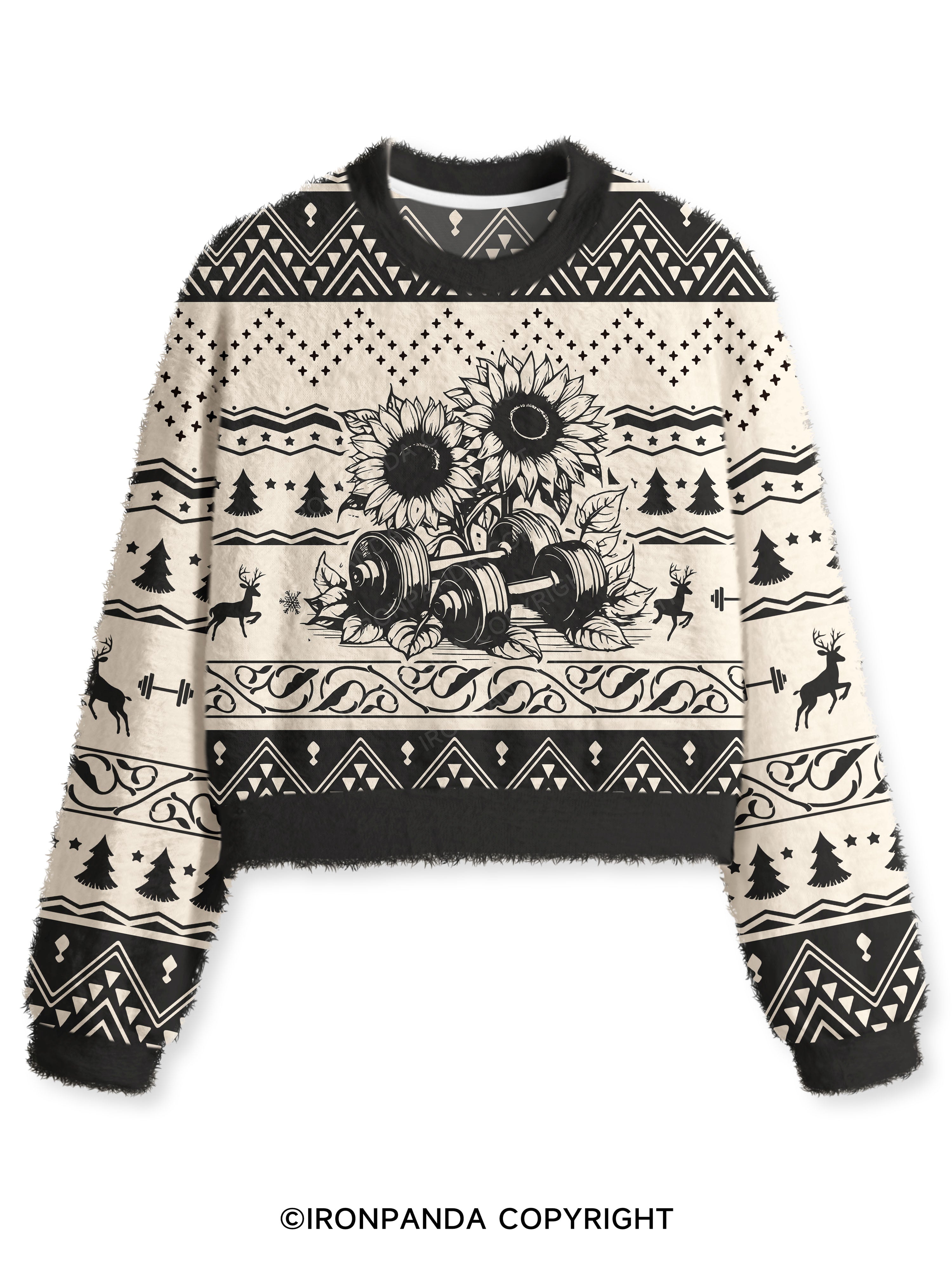 Greatness IS BUILT ONE REP AT A TIME Fuzzy Fleece Crop Sweater