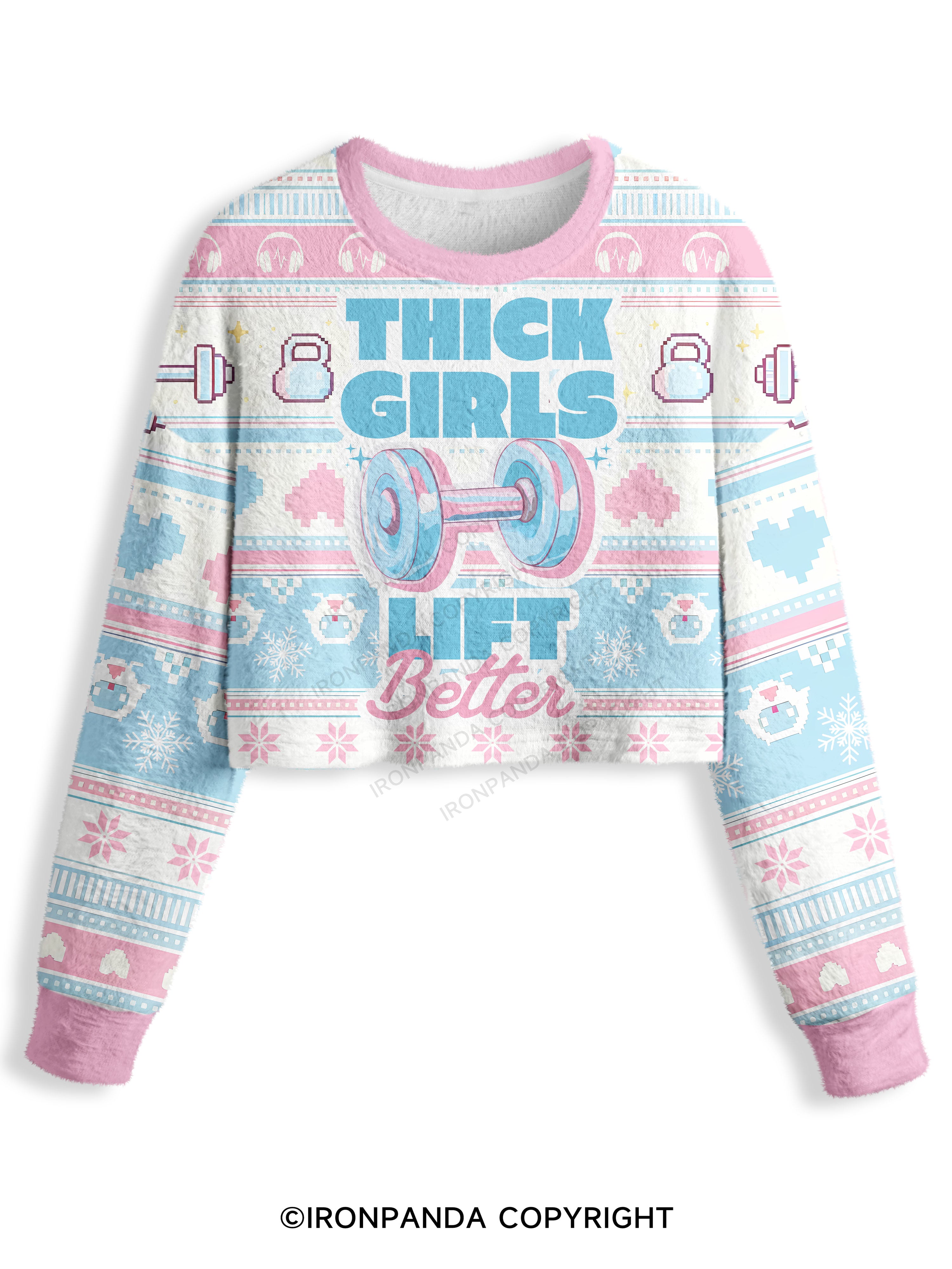 THICK THIGHS LIFT BETTER Crop Ugly Sweater