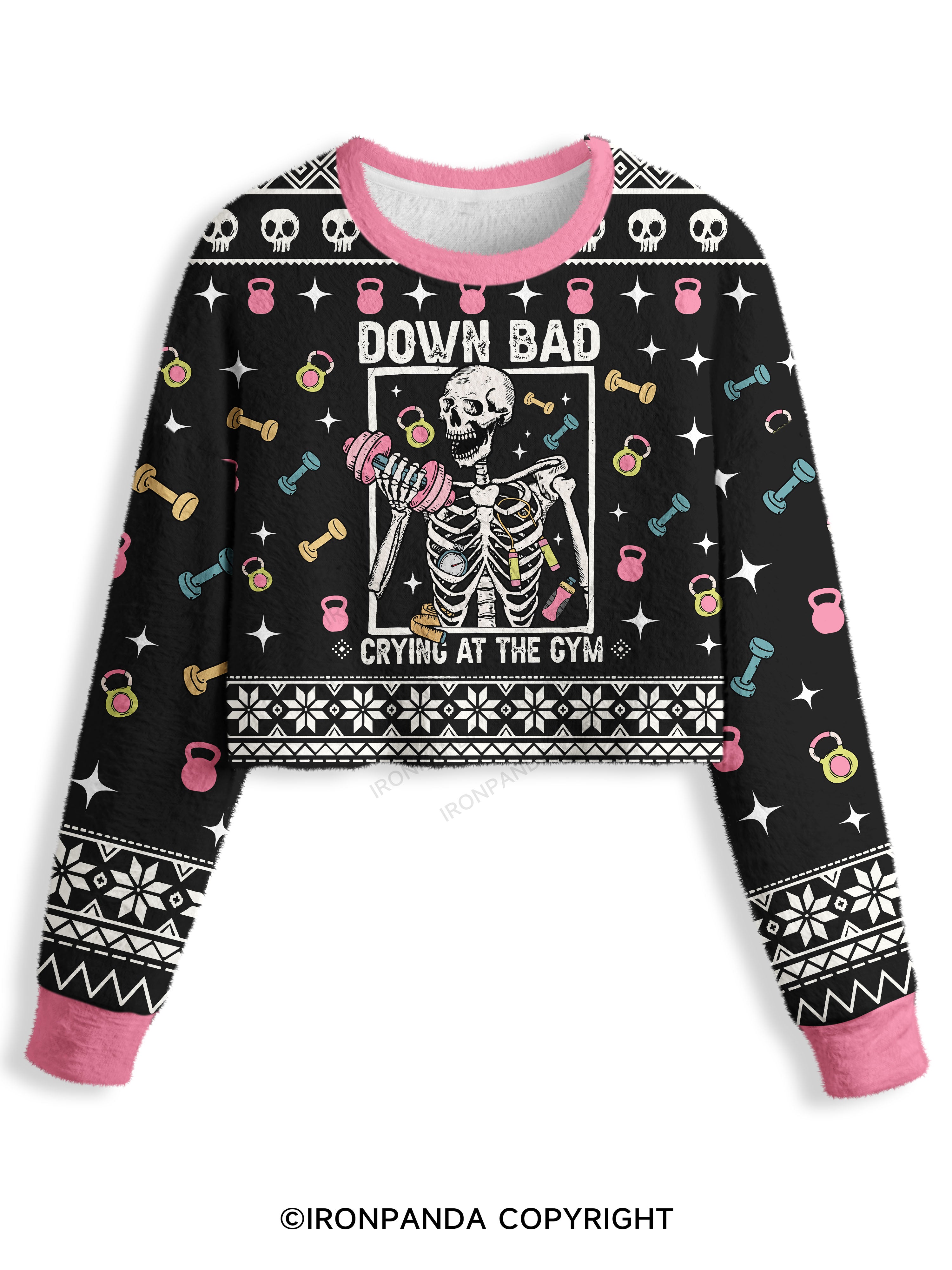 Down Bad Crying At The Gym Crop Ugly Sweater