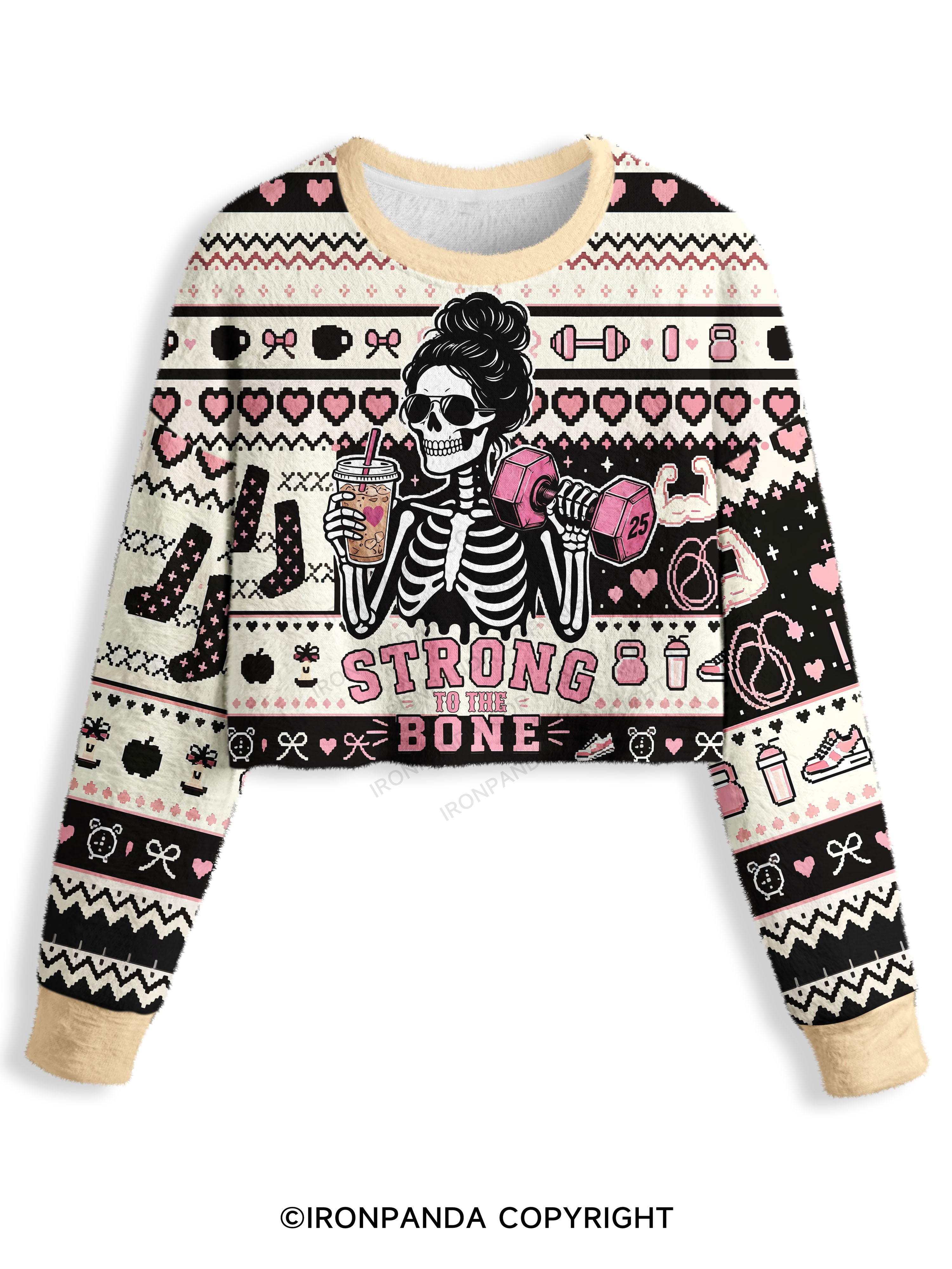 STRONG TO THE BONE Crop Ugly Sweater