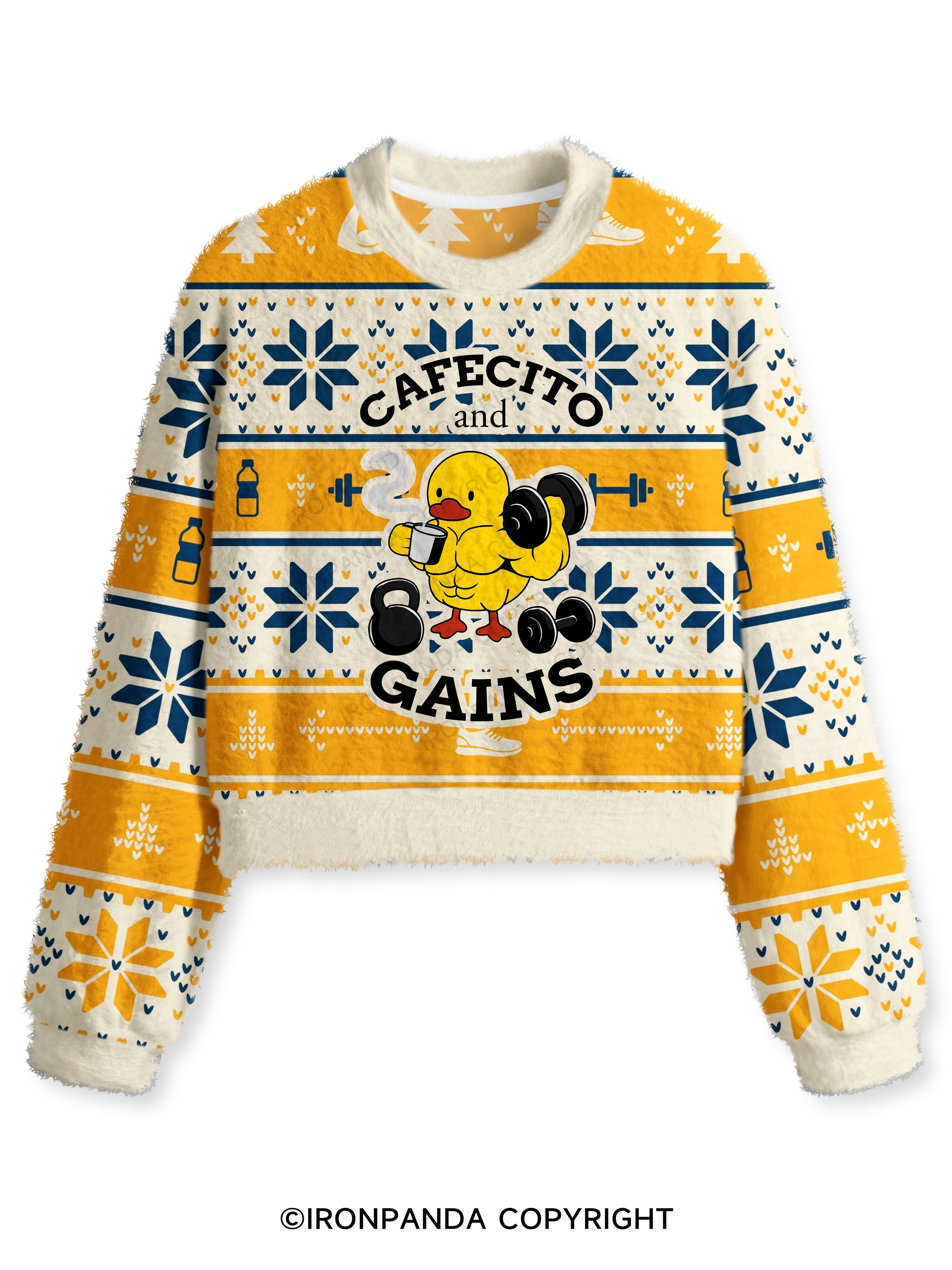 CAFECITO AND GAINS Fuzzy Fleece Crop Sweater