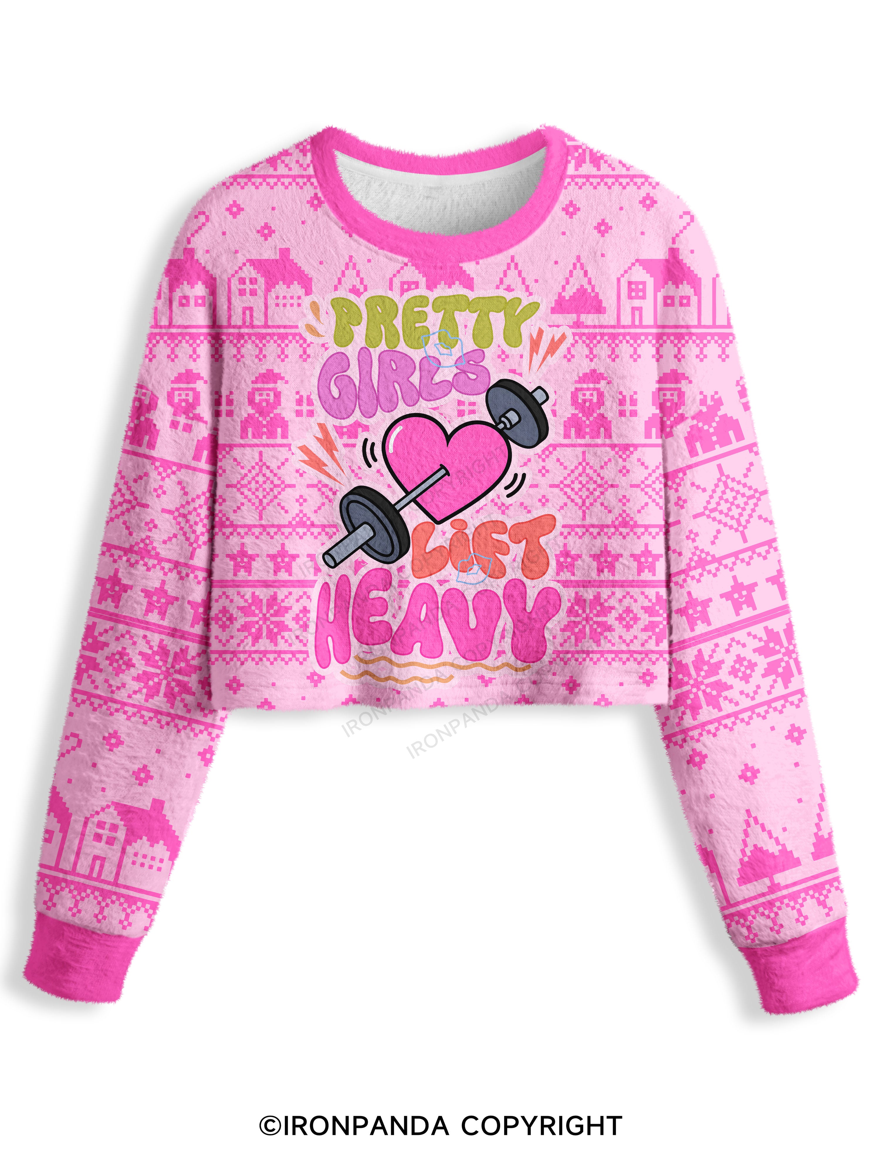 PRETTY GIRLS LIFT HEAVY Crop Ugly Sweater
