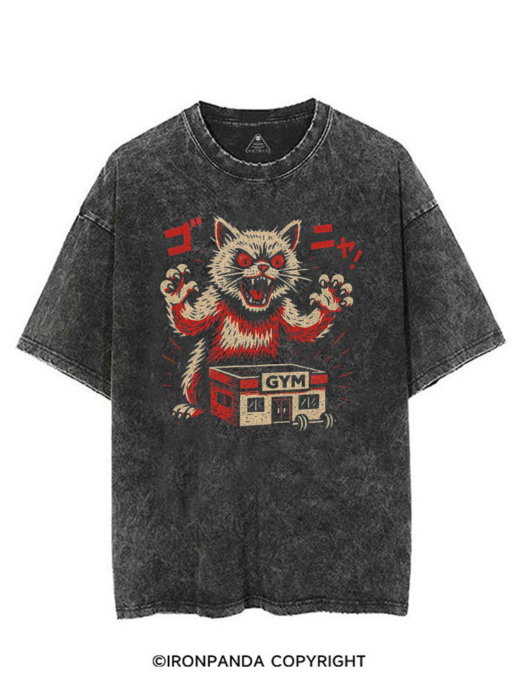 CATZILLA GAINS VINTAGE GYM SHIRT