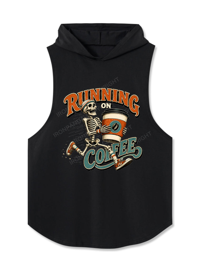 Running on Coffee Skeleton Hooded Tank