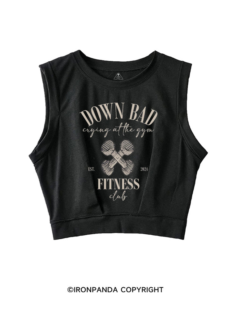 Down Bad Crying At The Gym Fitness Club SLEEVELESS CROP TOPS
