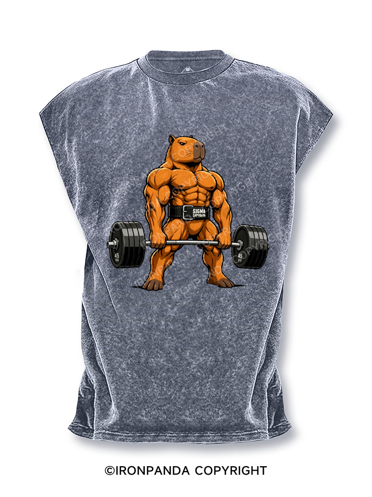 Sigma Muscular Capybara Bodybuilder Cut Off Tank