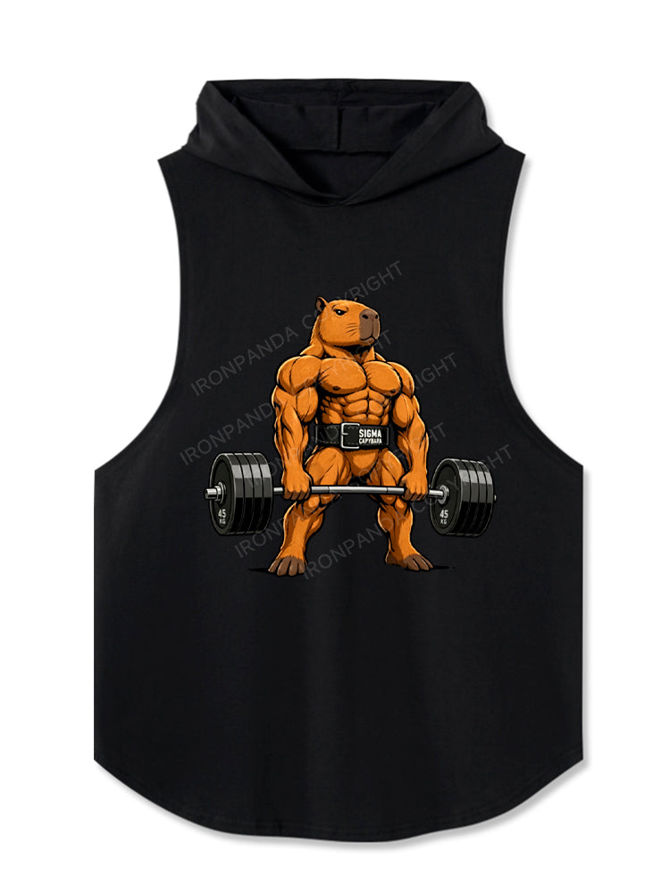 Sigma Muscular Capybara Bodybuilder Hooded Tank