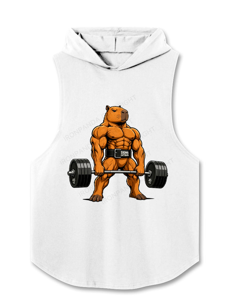 Sigma Muscular Capybara Bodybuilder Hooded Tank