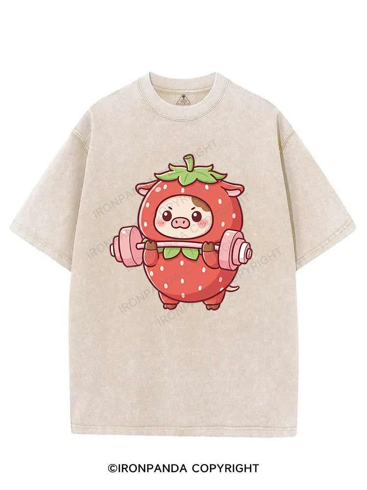 Strawberry Fitness Piggy VINTAGE GYM SHIRT