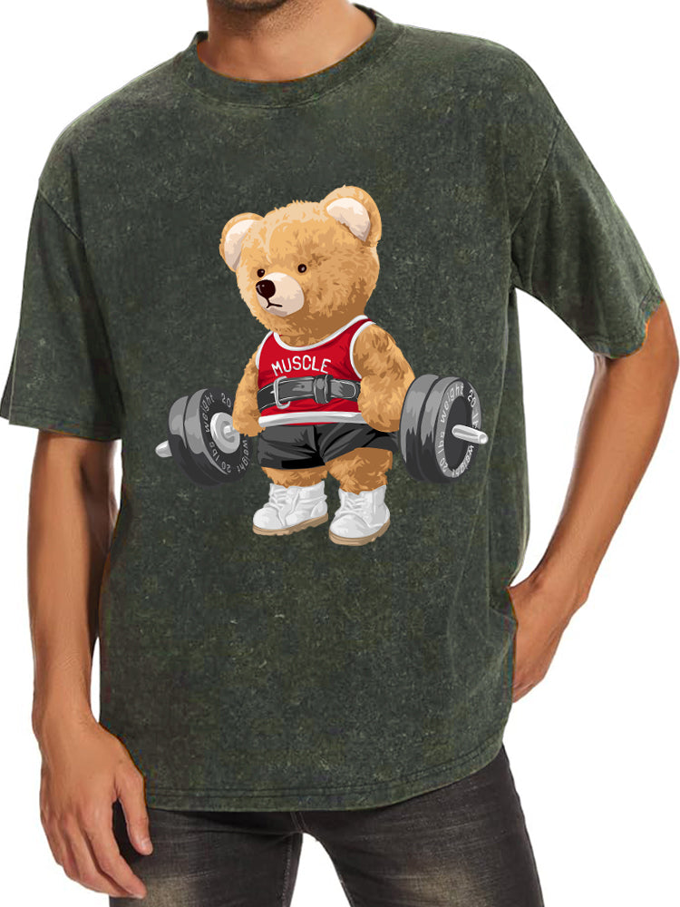 Exercise Bear Washed Gym Shirt