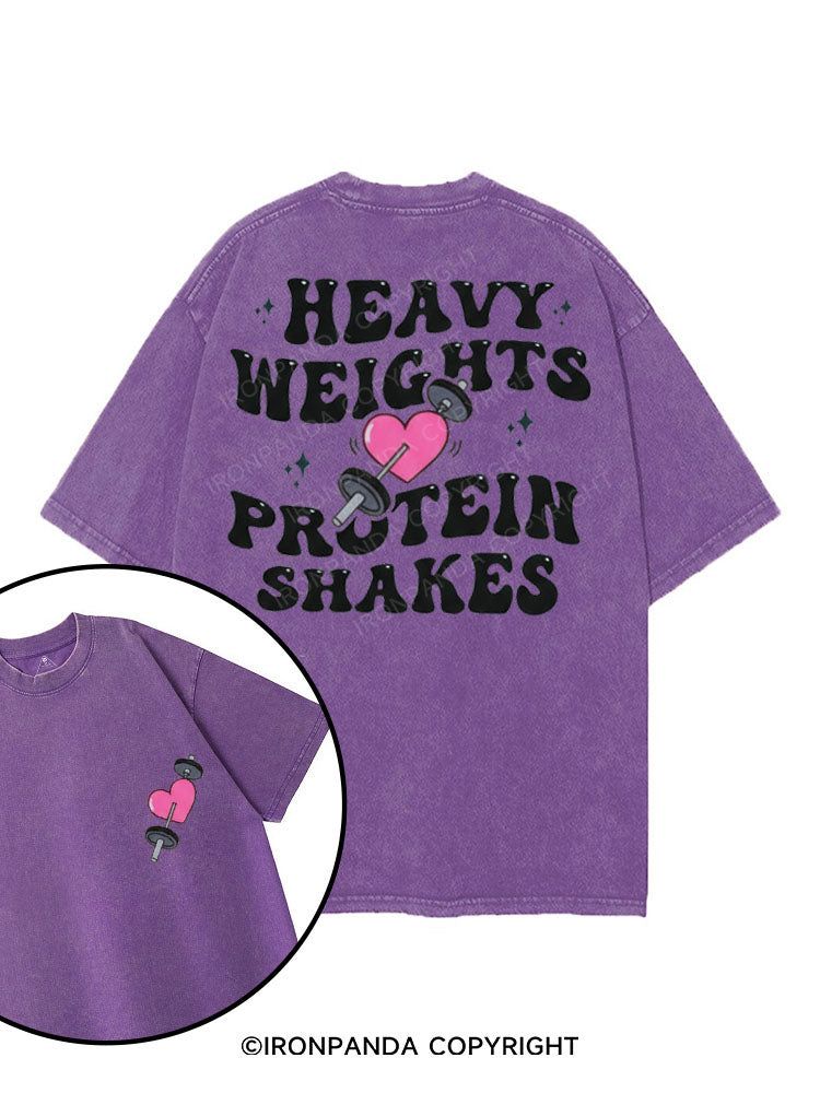 HEAVY WEIGHTS PROTEIN SHAKES printed Gym Shirt