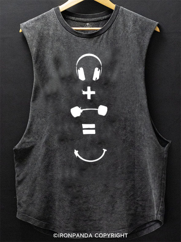 FITNESS + MUSIC = Happiness Scoop Bottom Cotton Tank