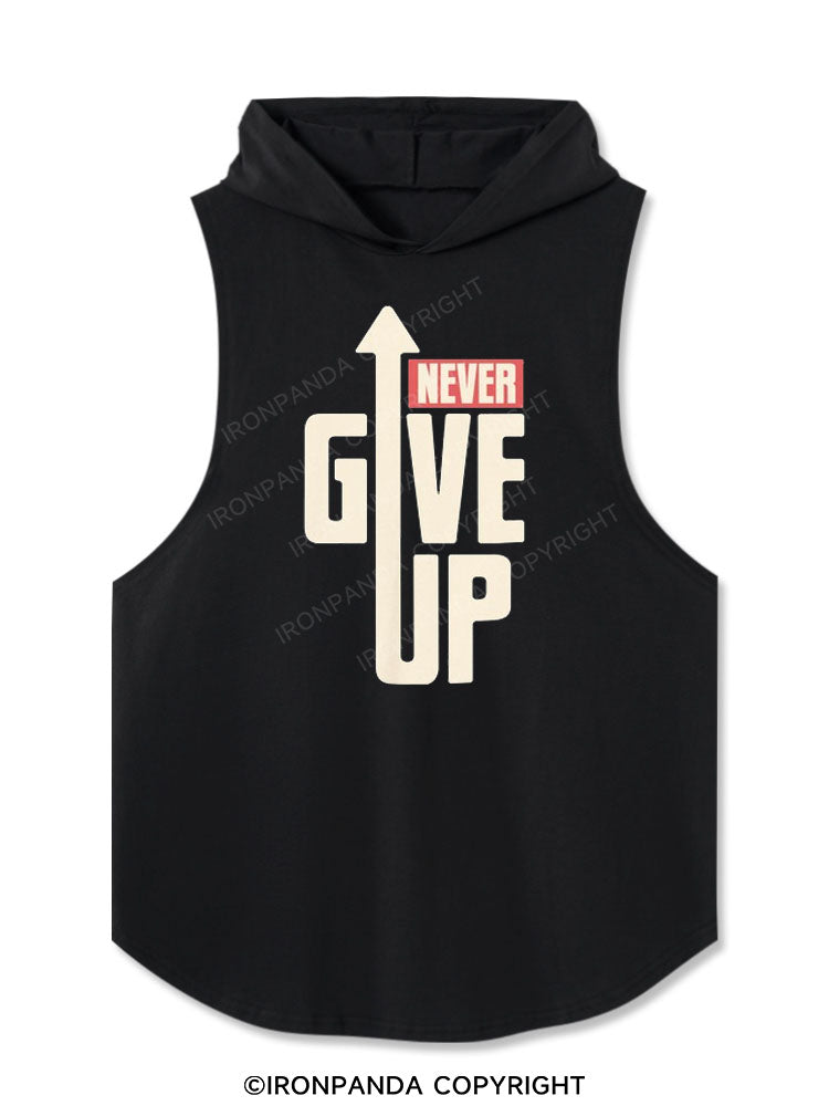 never give up Washed Hooded Tank