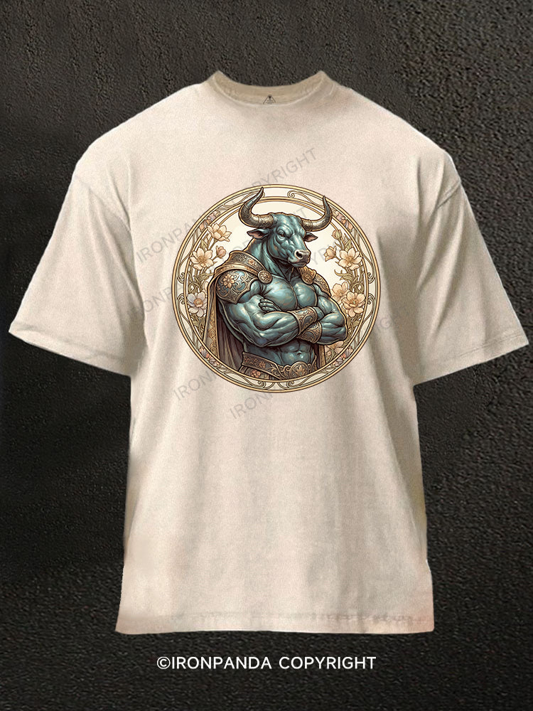 Titan Bull Muscle Washed Gym Shirt