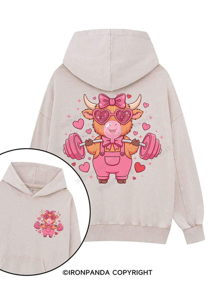 Iron Moo Printed Washed Gym Hoodie