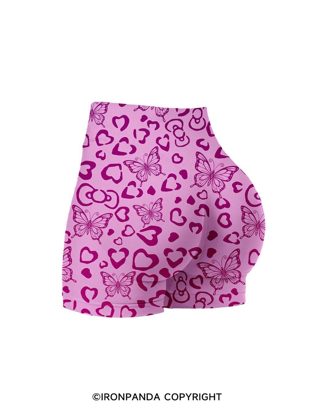 Butterfly Hearts Printed Yoga Shorts