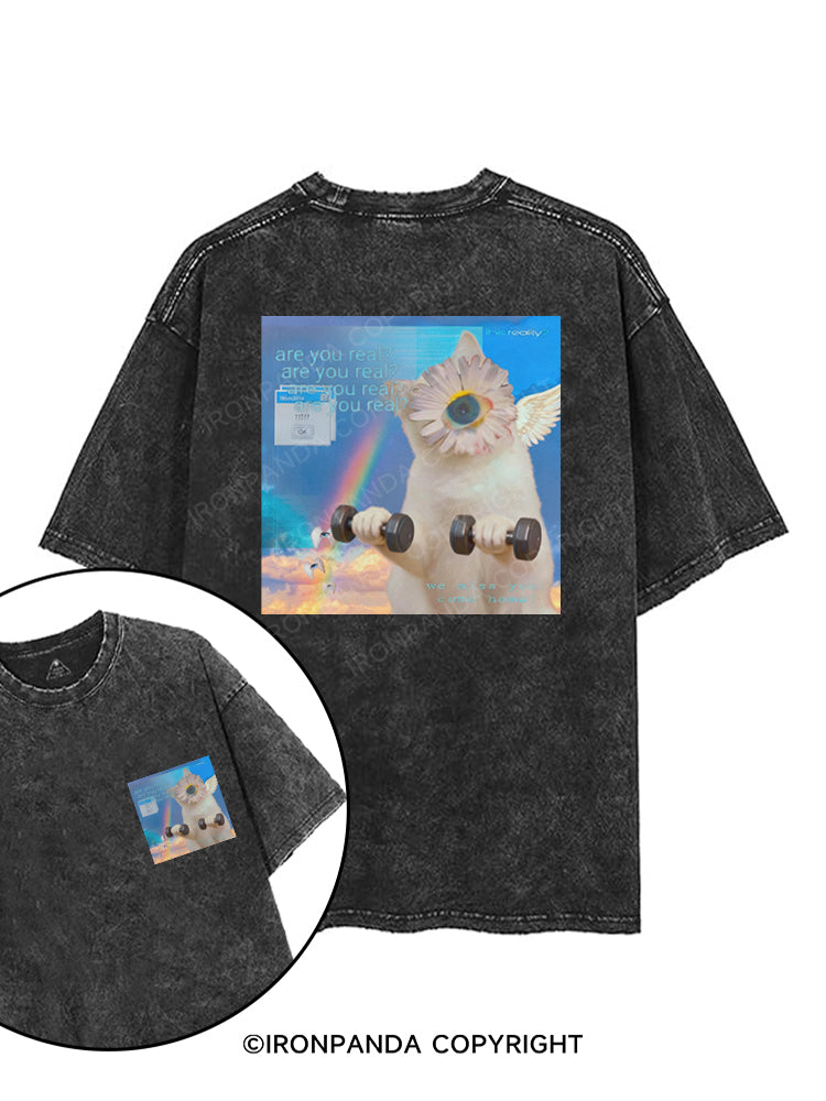 Cat Lifting in a Dream printed Gym Shirt