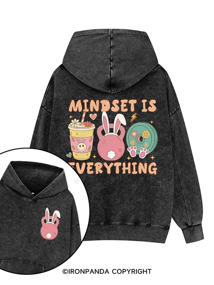 MINDSET IS EVERYTHING Printed Washed Gym Hoodie