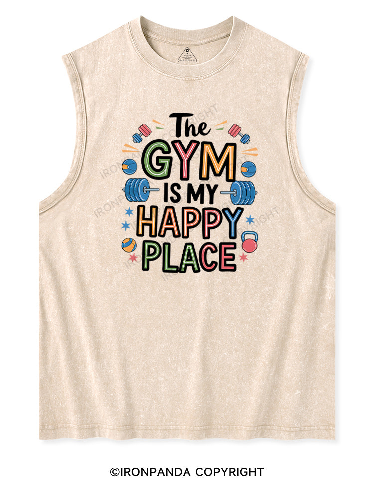 THE GYM IS MY HAPPY PLACE Washed Tank
