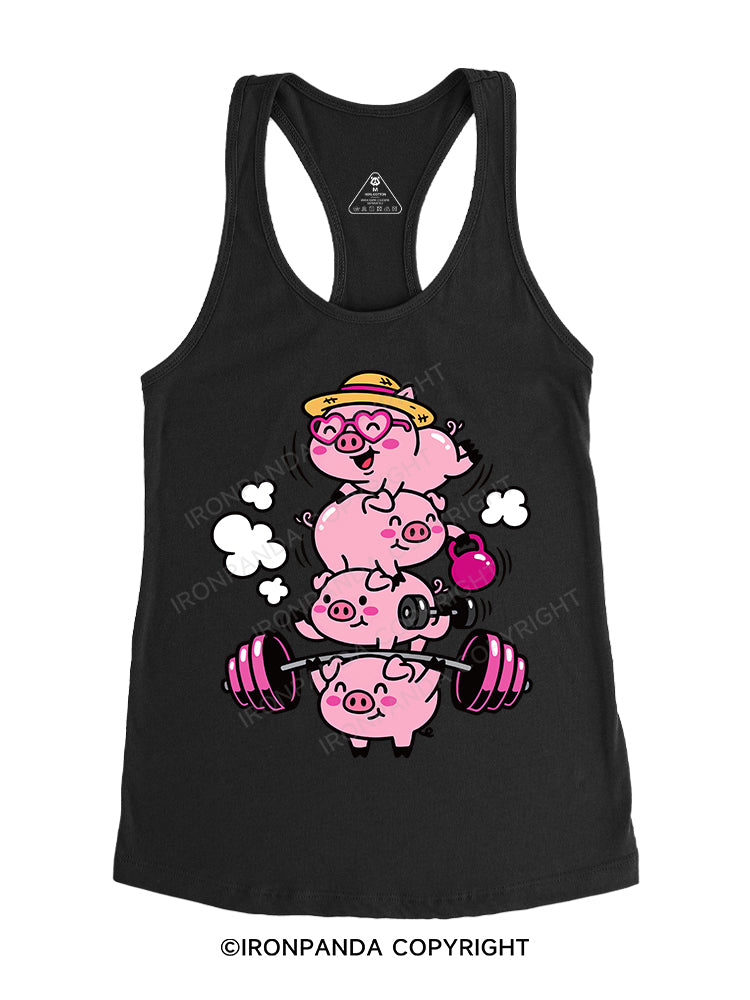 Piggy Power Stack Gym Racerback Tank
