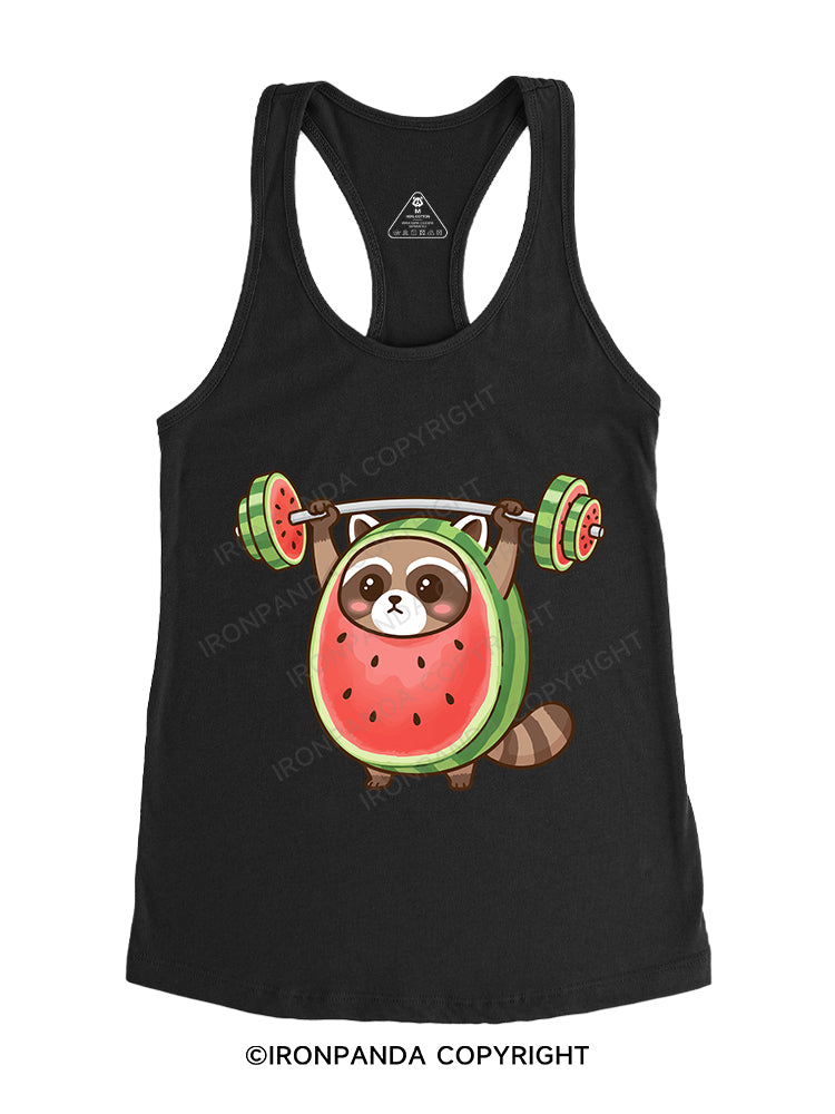 MelonLifter Raccoon Gym Racerback Tank