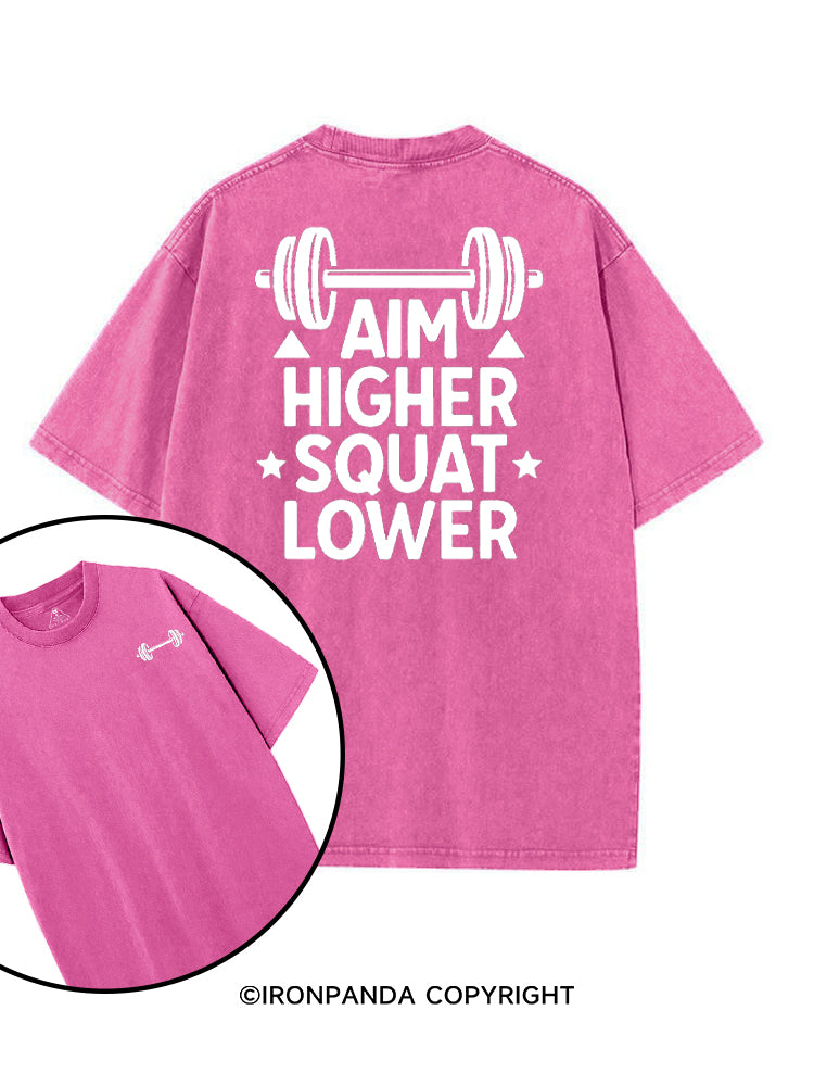 AIM HIGHER SQUAT LOWER POSITIVE GYM printed Gym Shirt