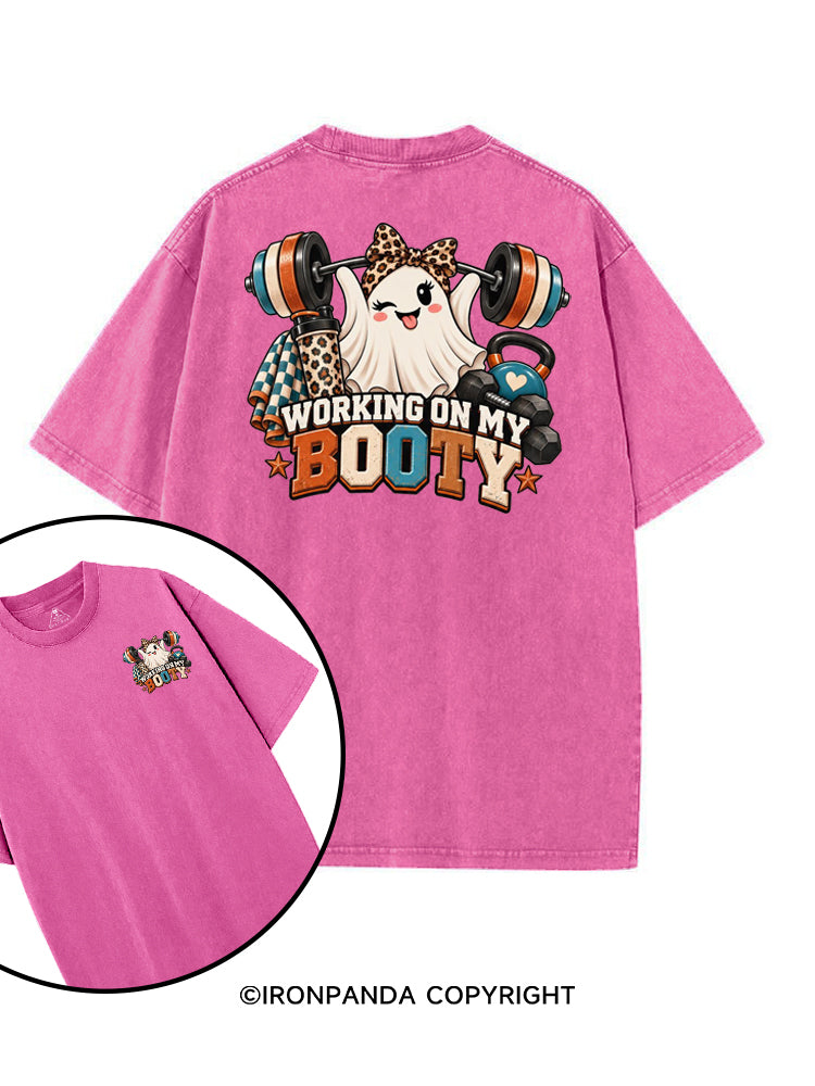 WORKING ON MY BOOTY STRONG PRETTY GHOST printed Gym Shirt