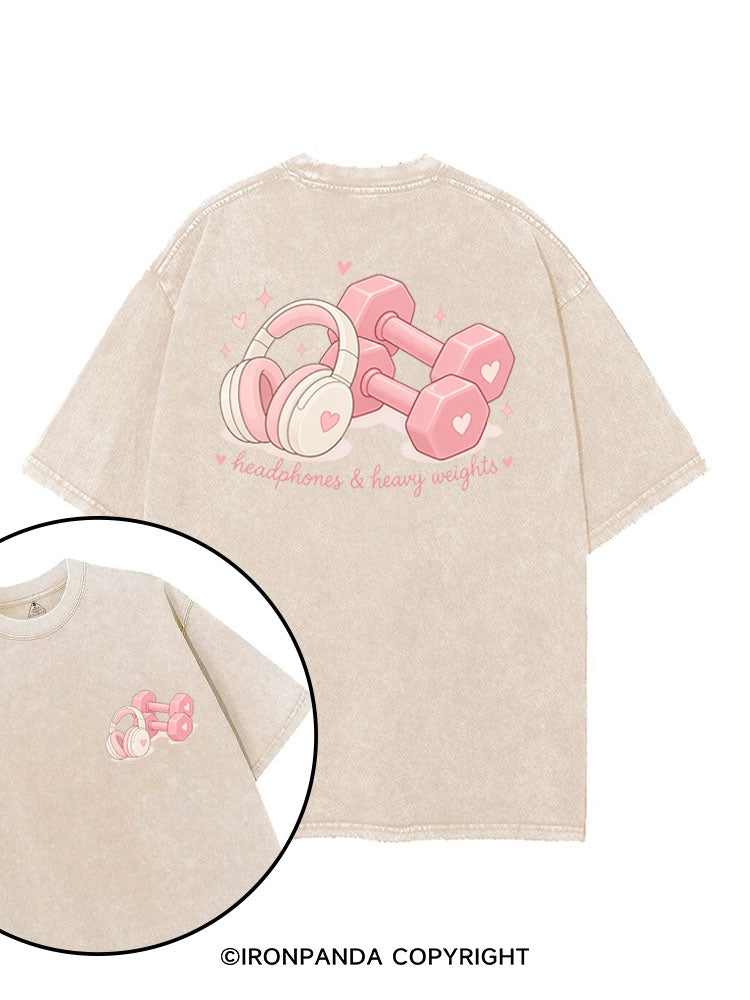 HEADPHONES & HEAVY WEIGHTS printed Gym Shirt